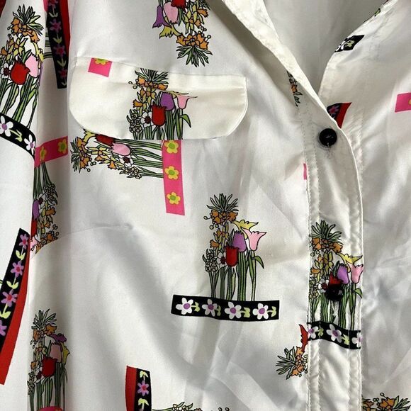 Vintage Herbert Levy Floral Print Button Down House Coat Dress XL - Picture 4 of 14